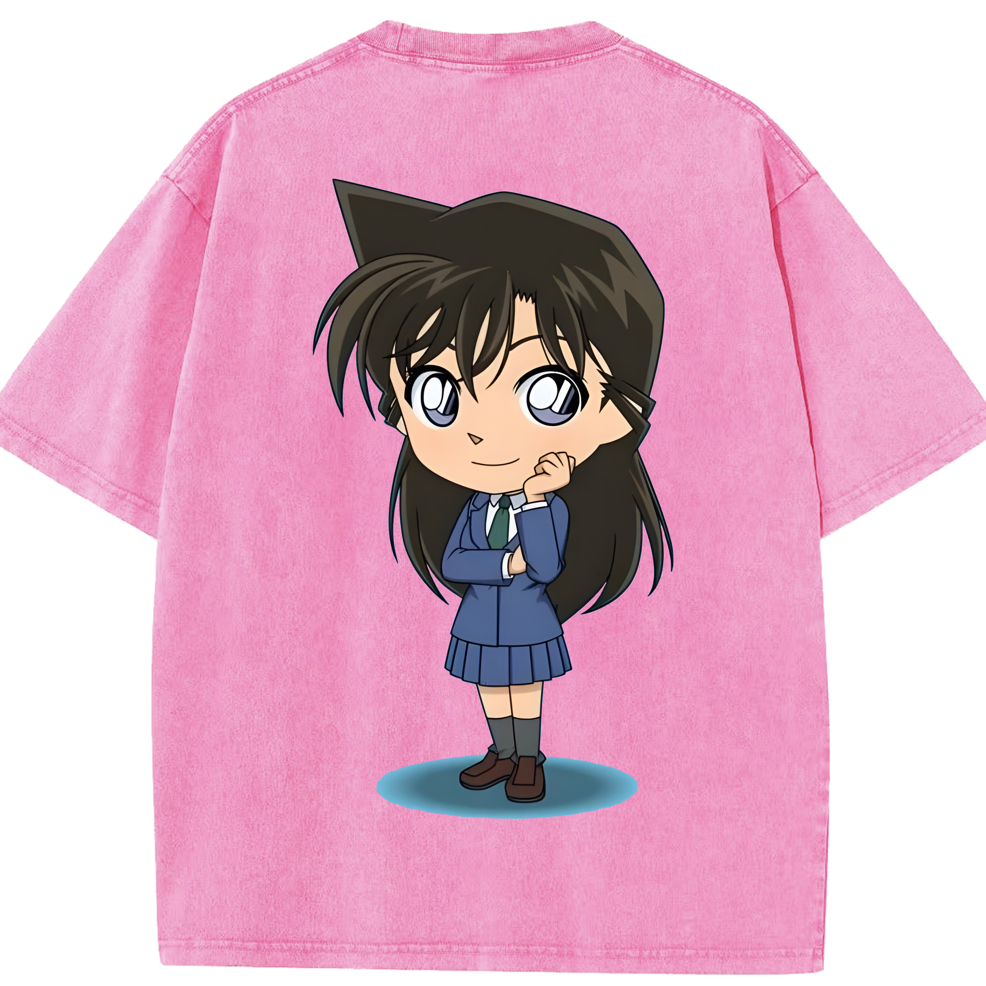 （画像用） 名探偵コナン 毛利 蘭 もうり らん、モーリ ラン Detective Conan Rachel Moore 綿100% ヴィンテージ風 半袖Tシャツ（背面プリント）